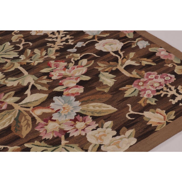 French Oversized Antique French Aubusson Rug, Monumental Florals in Chocolate Brown For Sale - Image 3 of 9