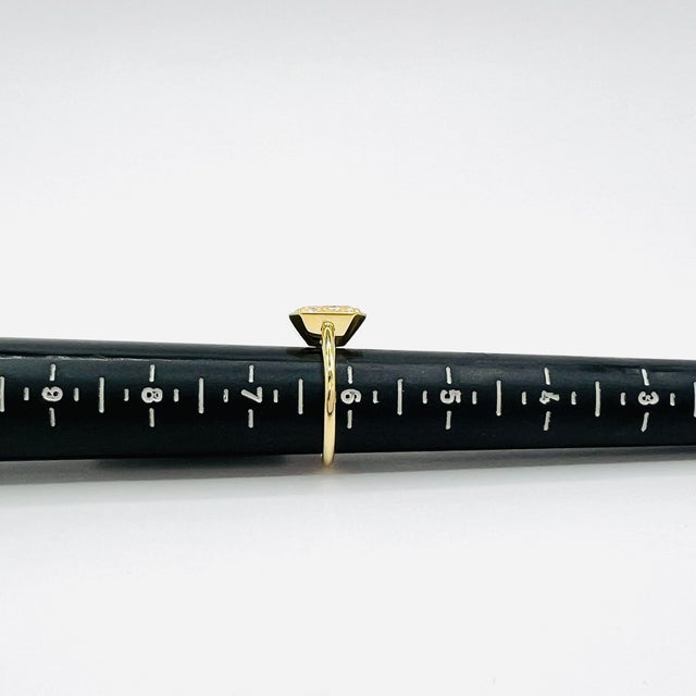 Yellow Gia 4 Carat Yellow Radiant Diamond Bezel Ring in 18k Yellow Gold, Size 6.25 For Sale - Image 8 of 9