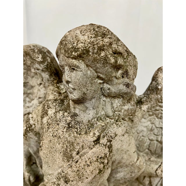 Gray Vintage Concrete Angel Garden Statue For Sale - Image 8 of 12