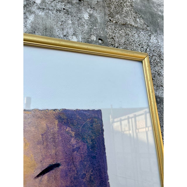 Yellow Abstract Washed Colors Framed Painting Signed by American Artist Lois Perdue. Circa 1990s For Sale - Image 8 of 18