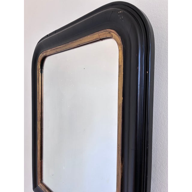Wood Antique French Louis Philippe Mirror – Black and Gold, Late 19th Century For Sale - Image 7 of 9