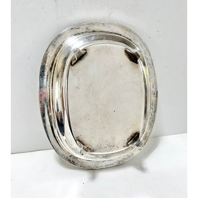 Vintage Silverplate Footed Gallery Serving Tray With Rope Edge – Small Cocktail / Barware Dish / l.b.s. Co. For Sale - Image 10 of 13