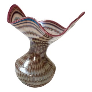 Vintage Peacock Eye Vase in Glass, 1970s For Sale