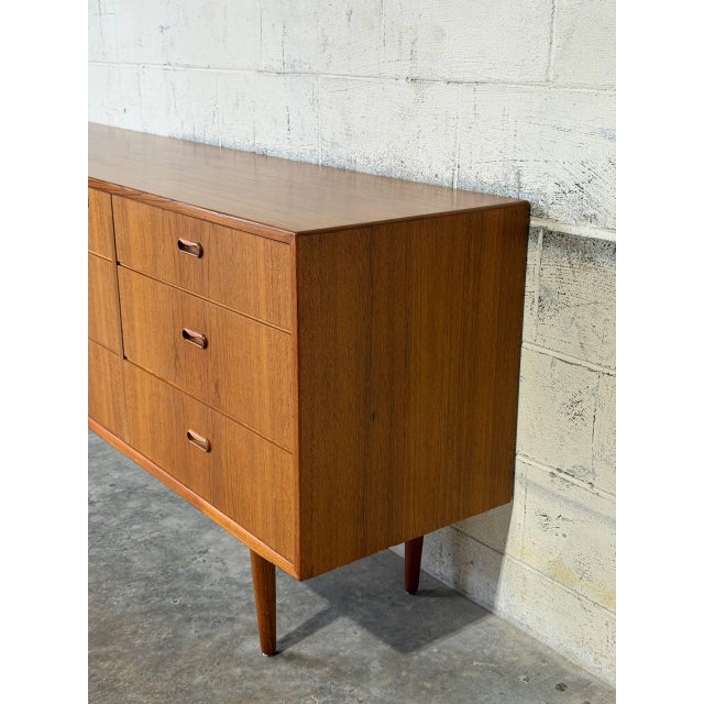 In Style of Arne Vodder Teak Dresser Wooden Lowboy Chest of Drawers Denmark Mid-Century Modern 1960s For Sale - Image 4 of 13