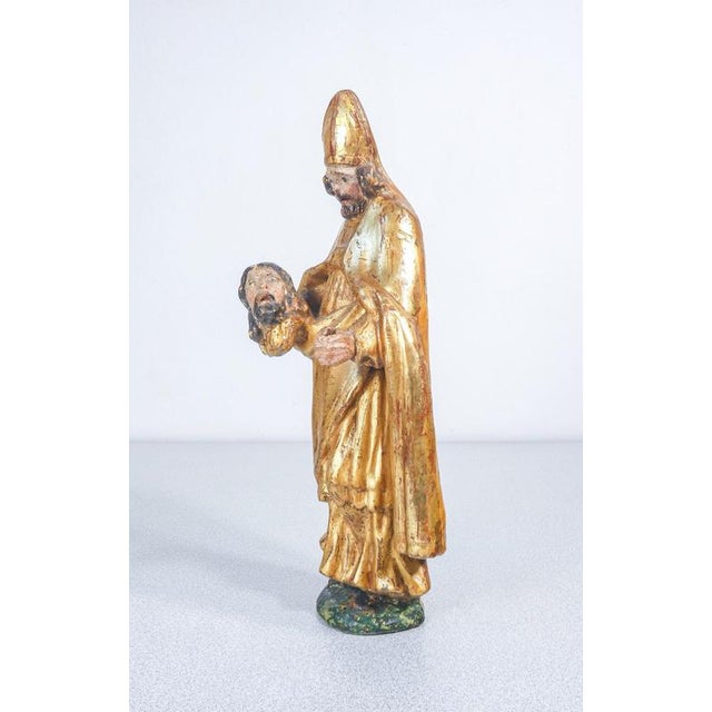 Italian Artist, Sculptures of Religious Saints. 1700, Wood and Gold For Sale - Image 3 of 18