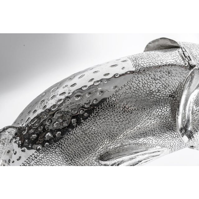 1970s Silver Fish Ice Bottle Cooler, Huge, Italian Silver Plate For Sale - Image 15 of 15