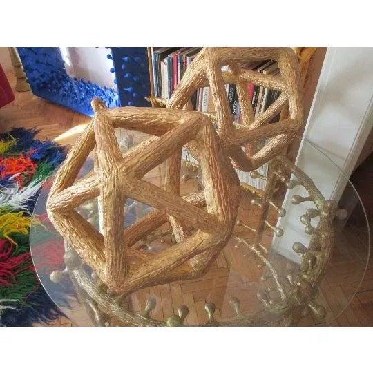 One-of-a-Kind Gilt Polyhedrons / Hanging Abstract Sculptures - A Pair For Sale - Image 6 of 11