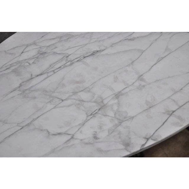 Antique Cast Iron Singer Treadle Sewing Machine Base Oval Marble Console Table For Sale In Philadelphia - Image 6 of 12