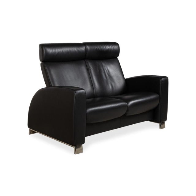 Modern Arion Leather Two-Seater Black Manual Function Sofa from Stressless For Sale - Image 3 of 17