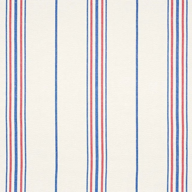 Contemporary Sample - Schumacher Scarset Stripe Fabric in Blue & Red For Sale - Image 3 of 3