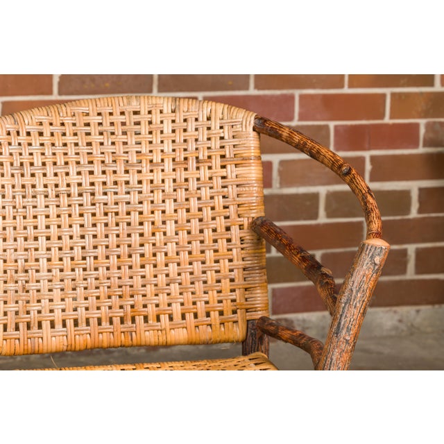 Vintage Old Hickory Hoop Settee with Woven Rattan Back and Seat For Sale - Image 12 of 12