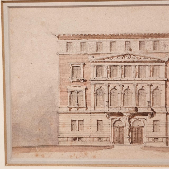 Neoclassical Neoclassical Architectural Drawing With Watercolor, Probably Circa 1800 For Sale - Image 3 of 5