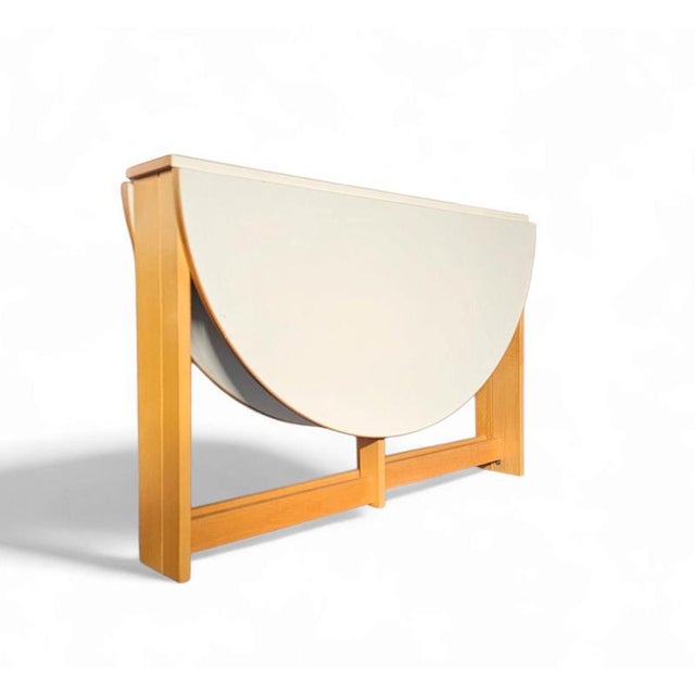 Vintage Scandinavian Folding Dining Table with Side Leaves and White Formica Top For Sale - Image 7 of 18