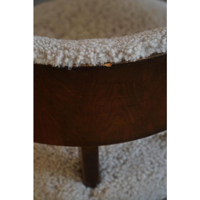 Wood Vintage Danish Low Back Chair in Lambswool, 1940s For Sale - Image 7 of 18