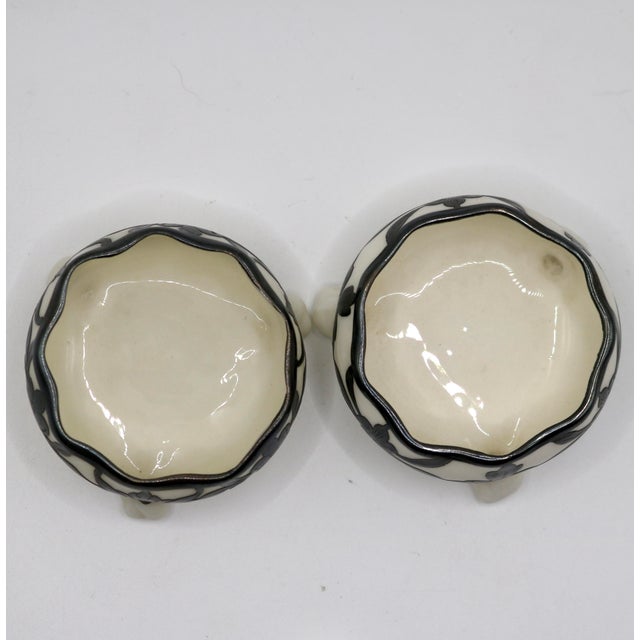 Early 20th Century Antique Edwardian Lenox Porcelain & Lunt Sterling Silver Overlay Master Salt Cellars With "Monticello" Spoons - A Pair For Sale - Image 5 of 12