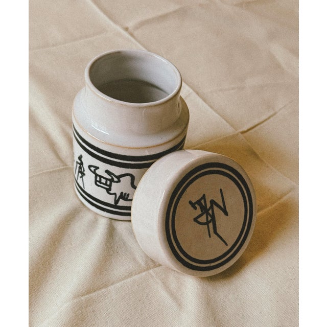 Ceramic Hand-Painted Ceramic Storage Jar with Folk Decoration For Sale - Image 7 of 7