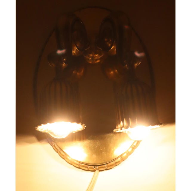 Art Nouveau Bellflower-Shaped Brass Wall Lamp attributed to Dagobert Peche, 1920s For Sale - Image 9 of 18
