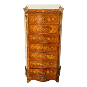 Fine Antique French Louis XV Marquetry Rosewood Ormolu Secretaire Abattant 1880