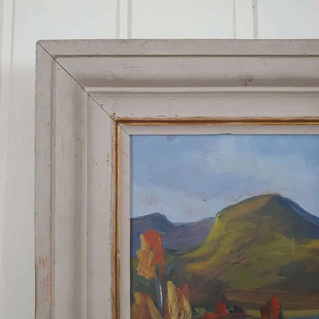 1950s 1950s Mid-Century Swedish Modernist Landscape Oil Painting by Nils Dramé For Sale - Image 5 of 18