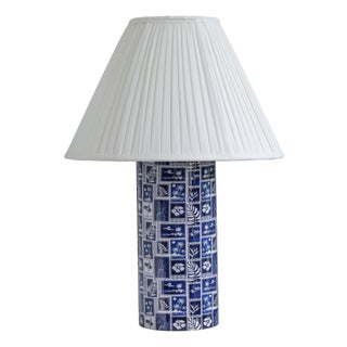 Stamp Blue Pleated Table Lamp For Sale