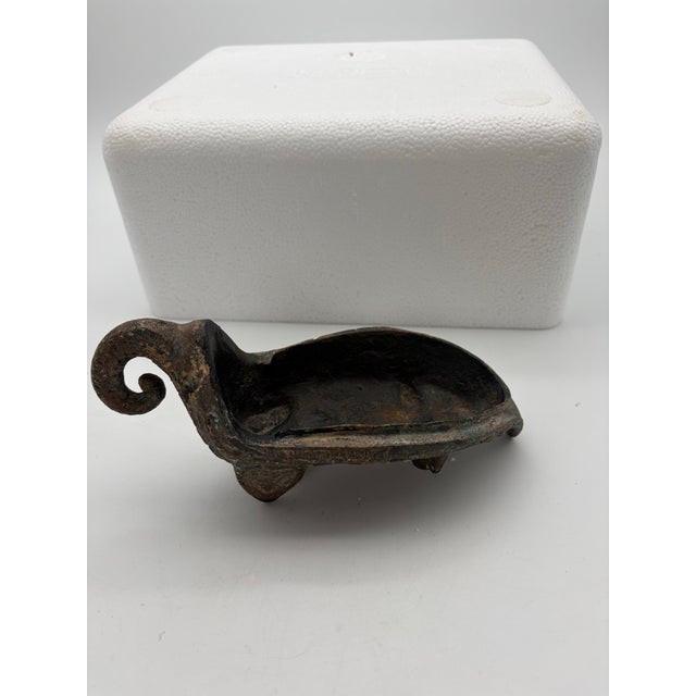 Antique Chinese Archaistic Bronze Elephant Ritual Poring Vessel Yi Gong Ewer 8” For Sale - Image 6 of 8