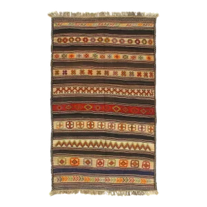 1990s Fine Hand Knotted Flat Weave Shiraz Rug