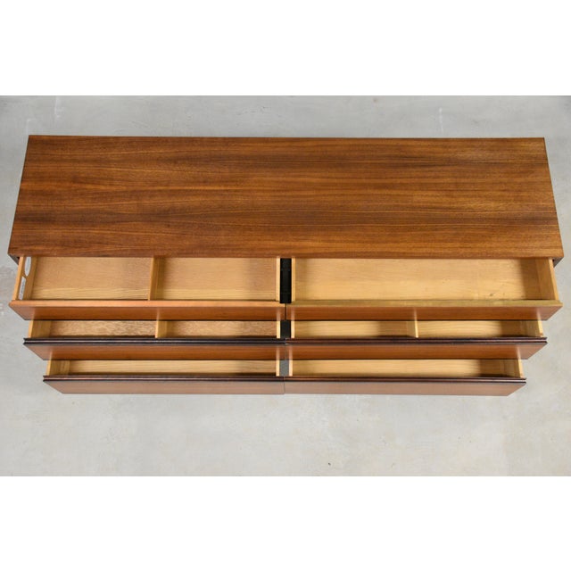 1960s Refinished 66” Kipp Stewart for Directional by Calvin Walnut Dresser For Sale In Boston - Image 6 of 9
