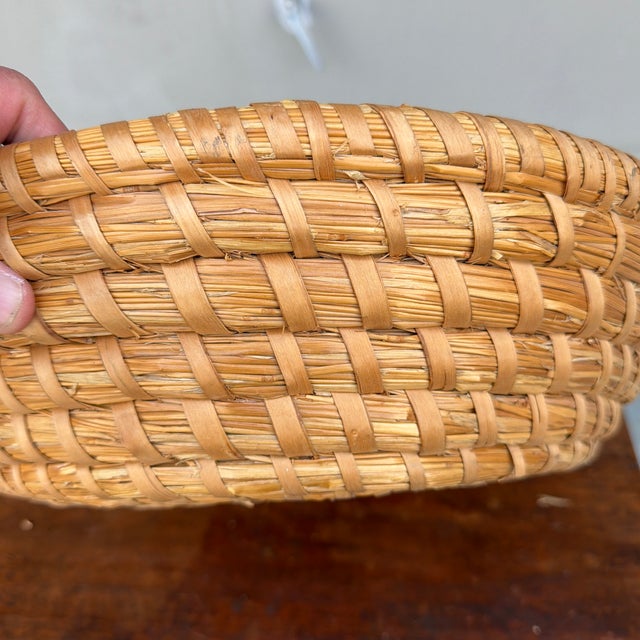 Amber Antique American Woven Rye Straw Bowl, Circa 1900–1920s For Sale - Image 8 of 12