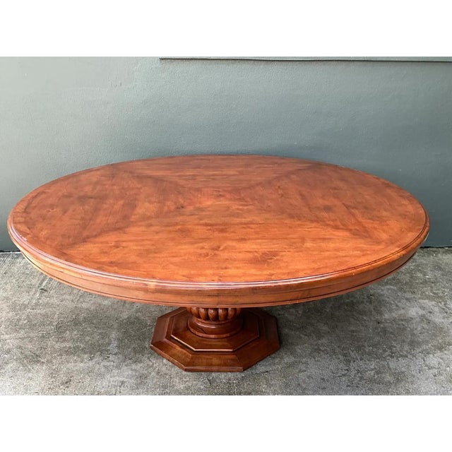 Mid 20th Century Vintage Custom Monumental Carved Pedestal Dining Table For Sale - Image 5 of 12