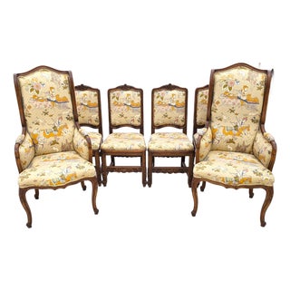 Interior Crafts Chicago French Provincial Carved Dining Chairs 1960s Set of 6 For Sale