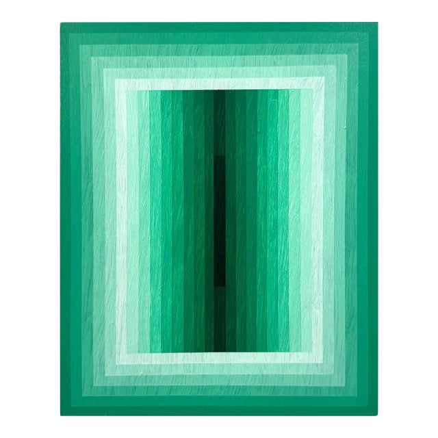Contemporary Abstract Acrylic on Board "Light Consideration (Emerald) 2" by Andy Harwood For Sale