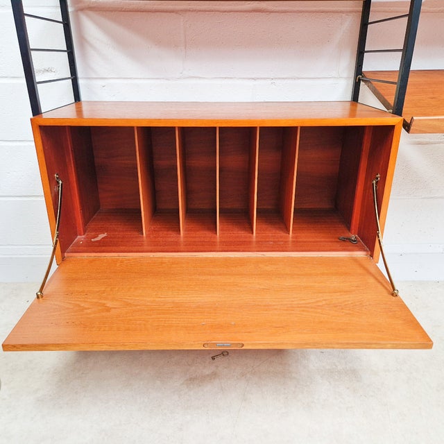 Brown Vintage Two Bay Danish Wall Unit by Robert Heal for Heals Staples Ladderax, 1960s For Sale - Image 8 of 15