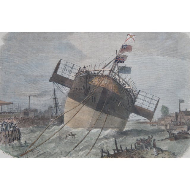 Set of 2 Frederick J. Smyth Antique Engravings Launch of Paramatta & Royal Albert 21" For Sale - Image 6 of 12