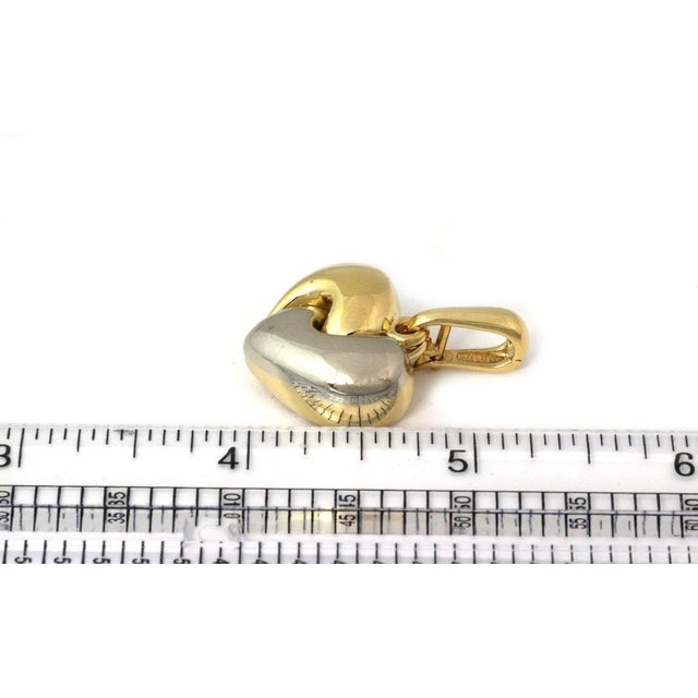 Mid 20th Century Chimento 18k Two Tone Gold Puffy Heart Pendant Charm Italy Designer For Sale - Image 9 of 9