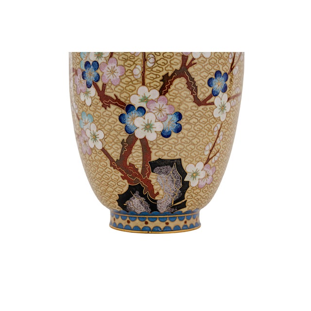 Vintage Chinese Cloisonné Brass Enamel Vase For Sale - Image 10 of 10