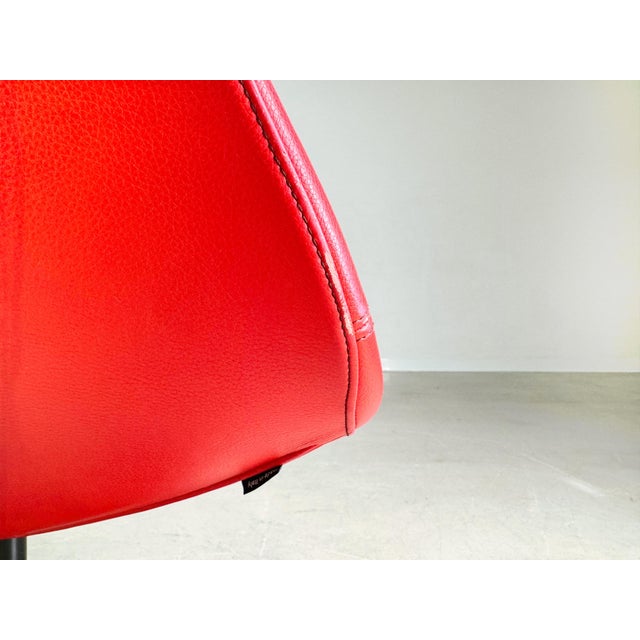 Moroso Swivel Armchair in Leather Red from Patricia Urquiola For Sale - Image 9 of 12