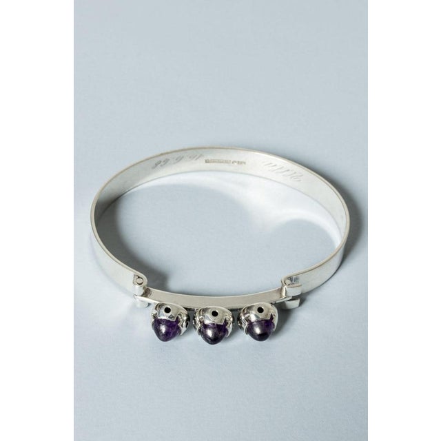Metal Silver and Amethyst Bracelet by Martti Viikinniemi, 1968 For Sale - Image 7 of 7