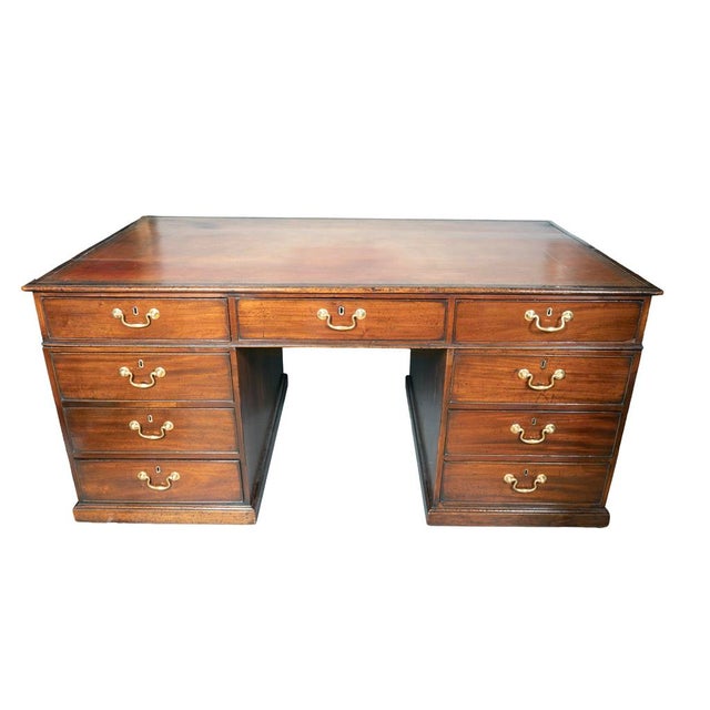 Wood George III Mahogany Partners Desk For Sale - Image 7 of 11