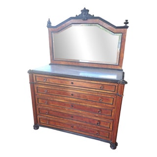Italian Walnut Chest of Drawers with Mirror For Sale
