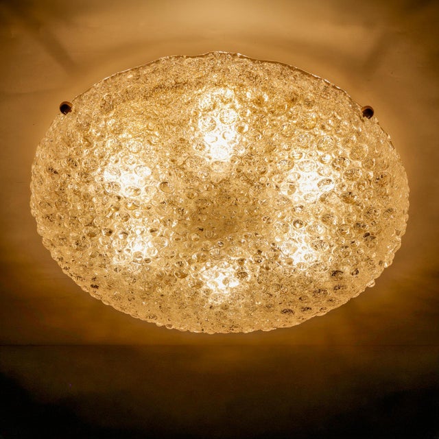 Mid-Century Modern Large Round Ceiling Lamp in Hand-Blown Murano Glass and Brass from Hillebrand Lighting, 1970s For Sale - Image 3 of 12