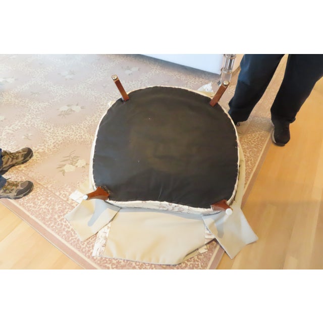 Classy Custom Upholstered White & Grey Club Chair With Geisha Pattern Fabric For Sale In Portland, OR - Image 6 of 6