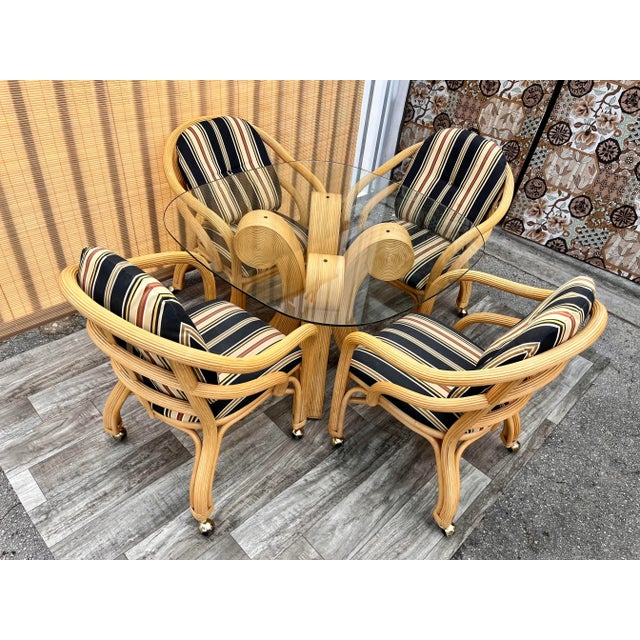 1980s 5 Pieces Coastal Style Pencil Reed Dining Set in the Gabriella Crespi's Manner. For Sale - Image 13 of 13