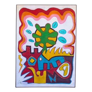 1970s Signed Abstract Batik by Artist Harry Hilson For Sale