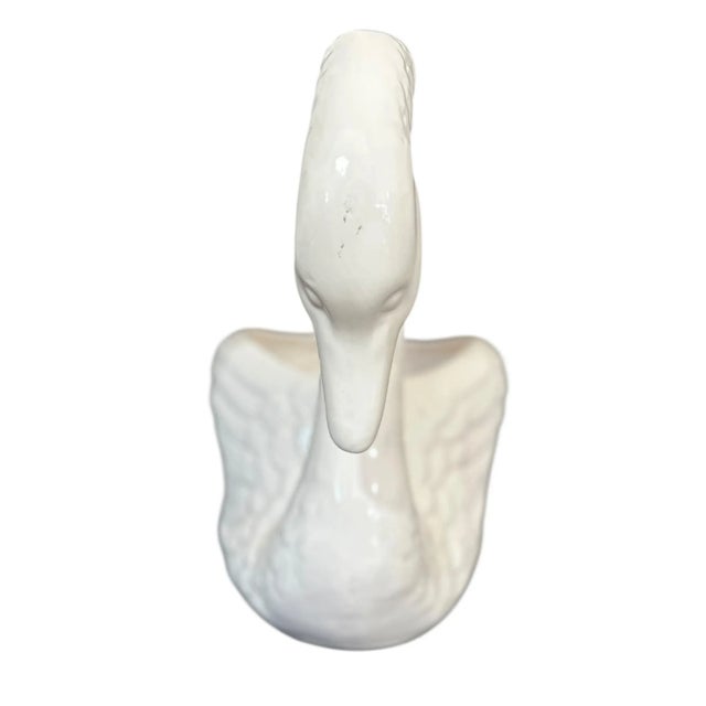 Mid-Century Modern Vintage Elegant White Swan Planter Vase | Vintage Pottery Centerpiece | Mid-Century Home Decor For Sale - Image 3 of 12