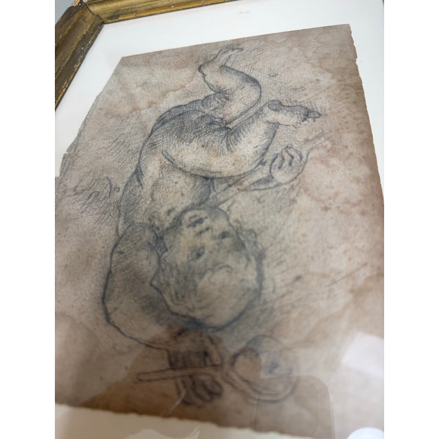 Antique French Child’s Sketch in Gilt Frame For Sale In Houston - Image 6 of 10