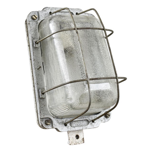 Industrial Prismatic Bulkhead Wall Light, 1960s For Sale