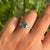 Boho Chic Art Deco Pear Emerald & Diamond Halo Engagement Ring in 14k White Gold Size 6 For Sale - Image 3 of 16