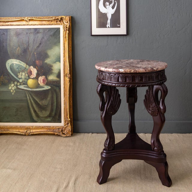 Empire Style Pink Marble Swan Leg Side Table or Drinks Table For Sale - Image 10 of 11