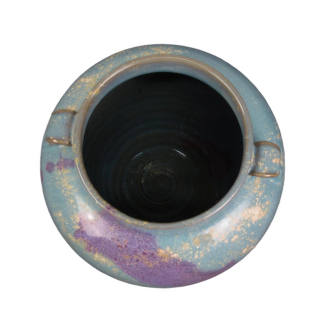 Ceramic Blue and Purple Ceramic Cachepot or Flower Jar For Sale - Image 7 of 9