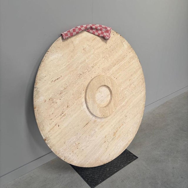 Large Round Travertine Coffee Table from Up & Up, Italy, 1970s For Sale - Image 12 of 14